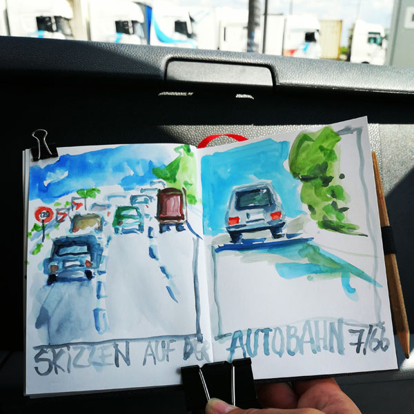Skizzen auf der Autobahn