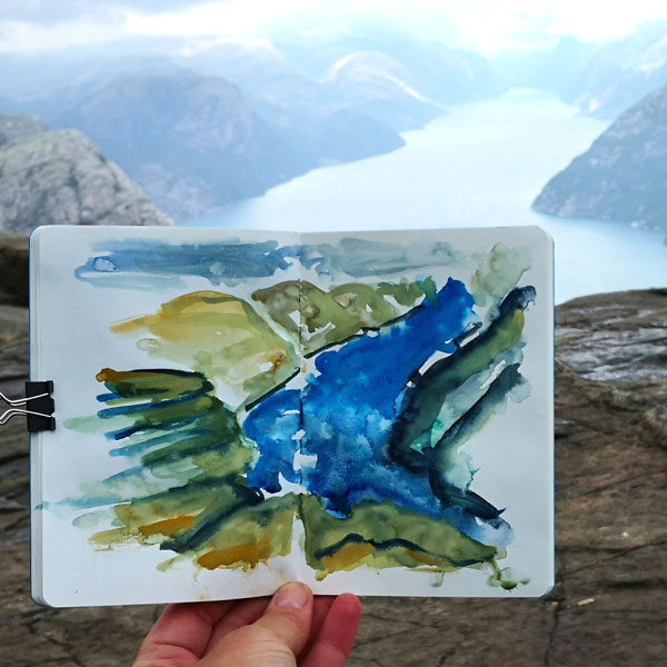 Aquarell auf dem Preikestolen