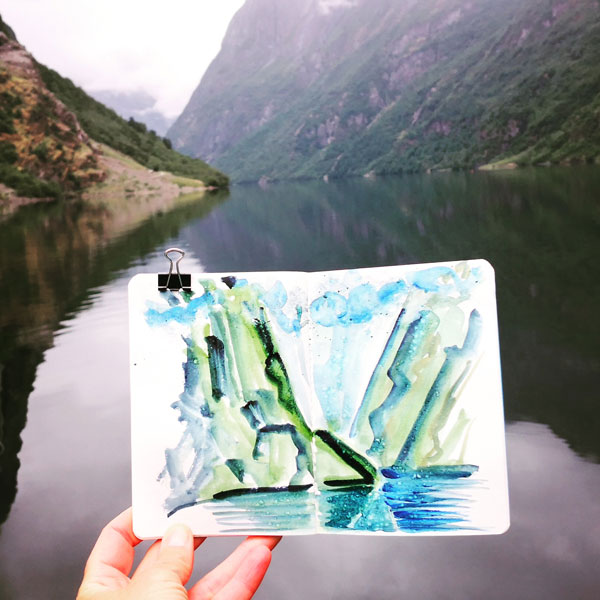 Aquarell Wikingerfjord